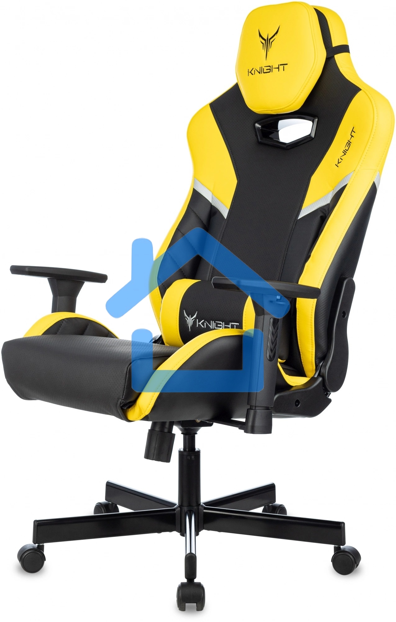 Кресло игровое Knight Thunder 5X черный/желтый эко.кожа крестов. металл