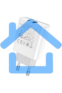 Сетевое зарядное устройство HOCO C80A Rapido 1xUSB + 1xUSB-C, 3.1A, 20W, белый