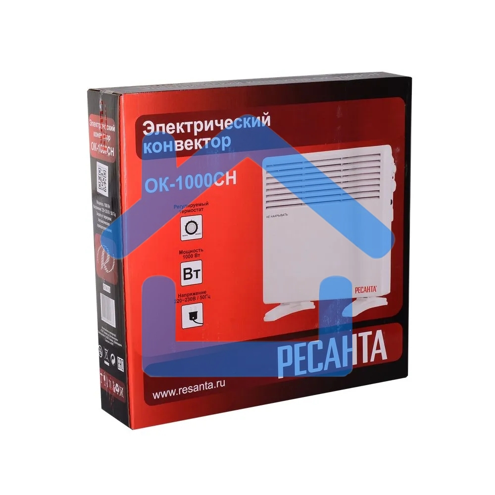 Конвектор Ресанта ОК-1000СН белый, 1000 Вт, 10 м2, термостат