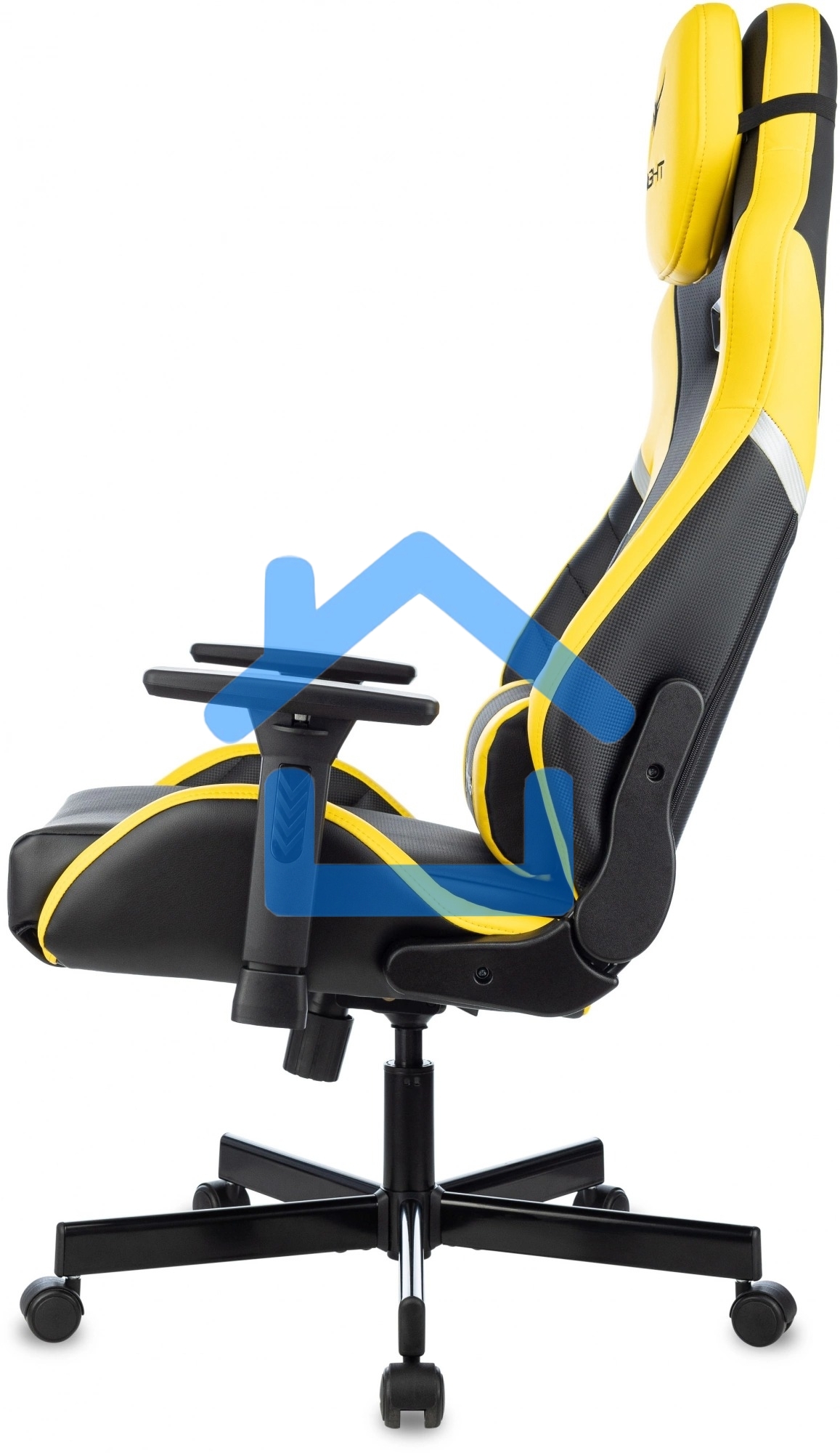 Кресло игровое Knight Thunder 5X черный/желтый эко.кожа крестов. металл