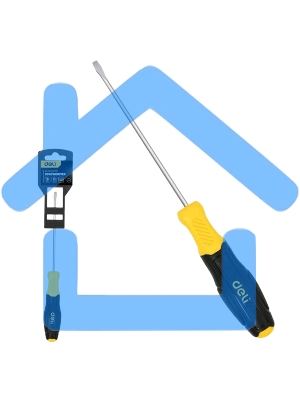 Шлицевая отвертка Deli DL6382501N 8х250мм сталь Cr-V, двухкомпонентная прорезиненная рукоять