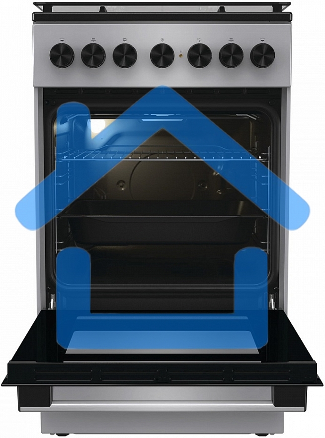 Плита комбинированная Gorenje GK5B44SF серебристый, конфорок 4 газовых, духовка 70 л, 50 см x 85 см x 59.4 см
