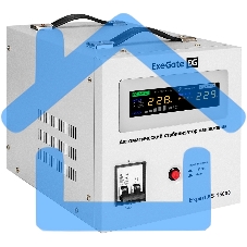 Стабилизатор напряжения ExeGate Expert AS-15000 (15000ВА, вход 140-260В, цветной дисплей, выход 220В±8%, КПД 98%, 5 уровней защиты, задержка, усиленный метал. корпус, клем.колодка, RTL)