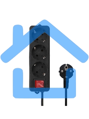 Удлинитель Гарнизон EL-NB-G3-B-3 3р 10А 3м с выключателем и заземлением, черный