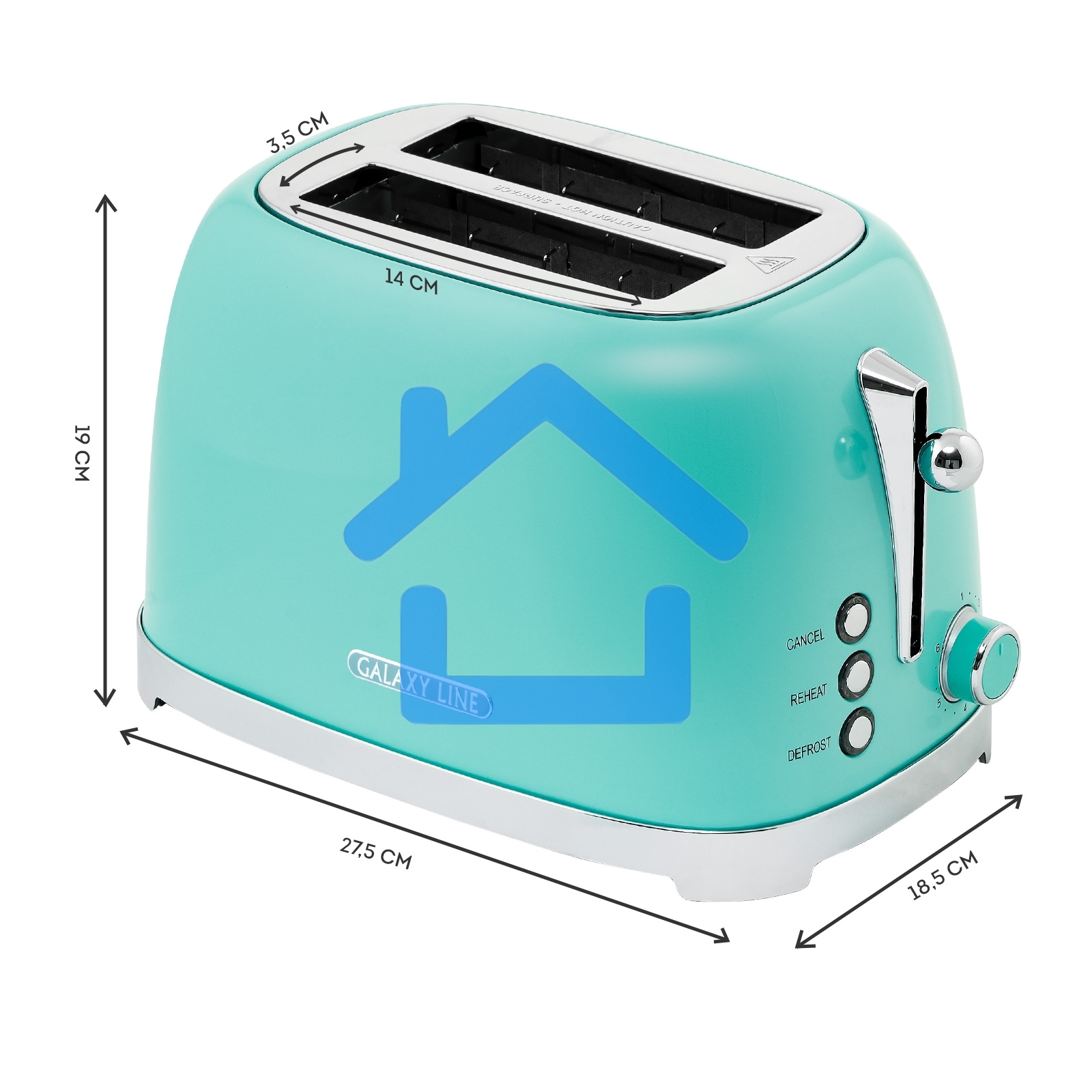 Тостер Galaxy Line GL 2917 900Вт бирюзовый