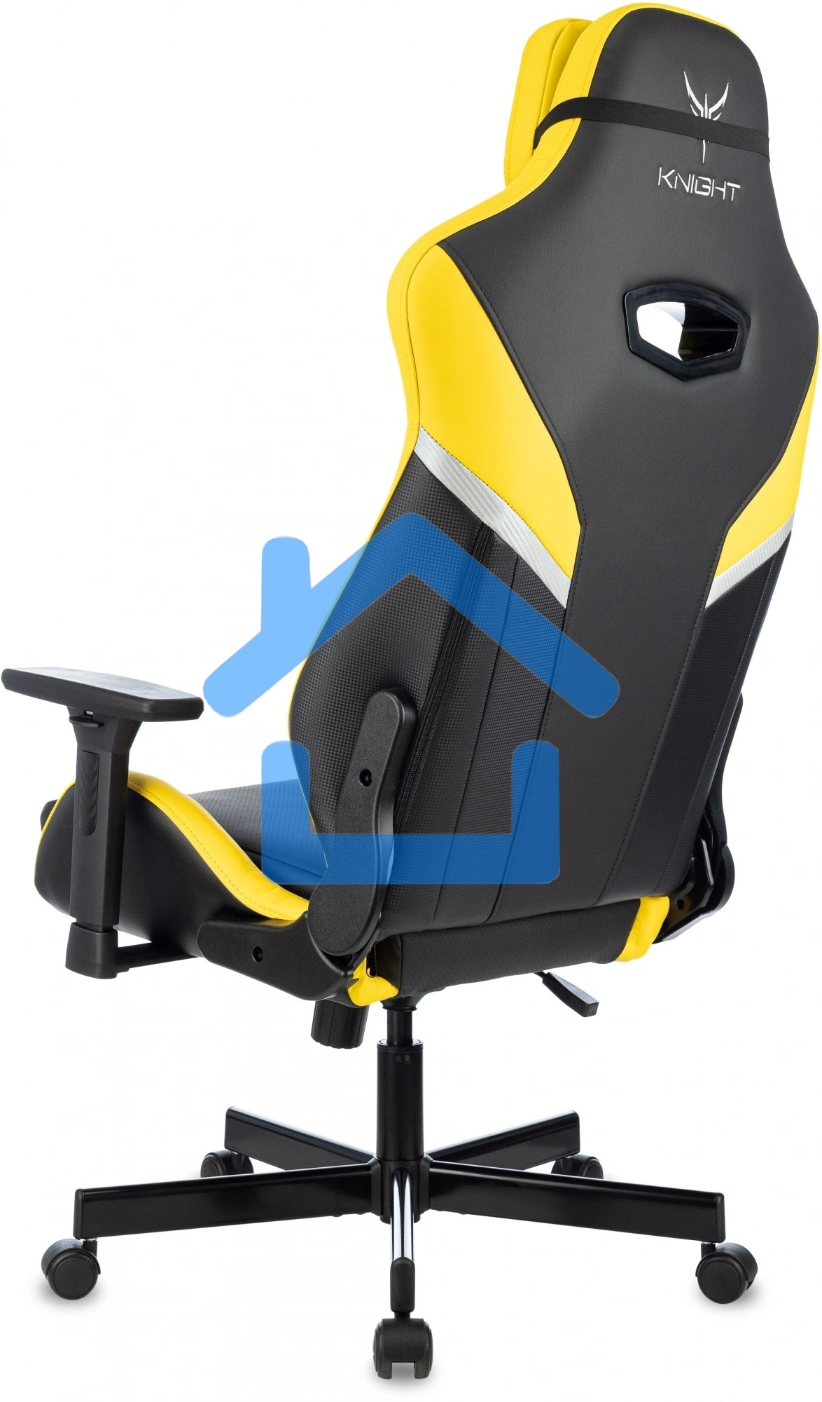 Кресло игровое Knight Thunder 5X черный/желтый эко.кожа крестов. металл
