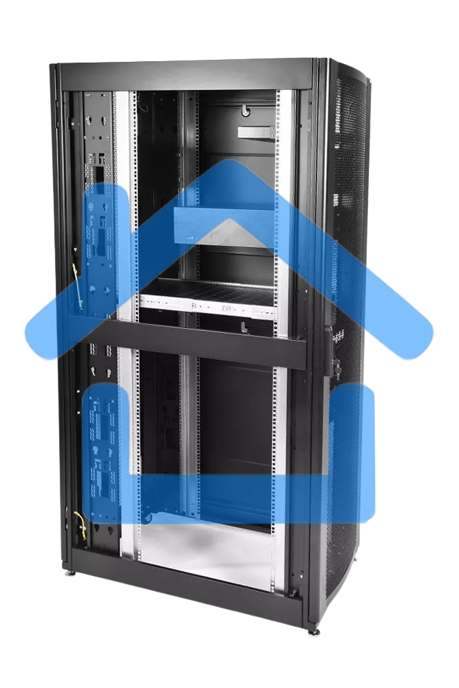 Шкаф серверный ПРОФ напольный 42U (600x1200) дверь перфорированная 2 шт., черный, в сборе, ШТК-СП-42.6.12-44АА-9005