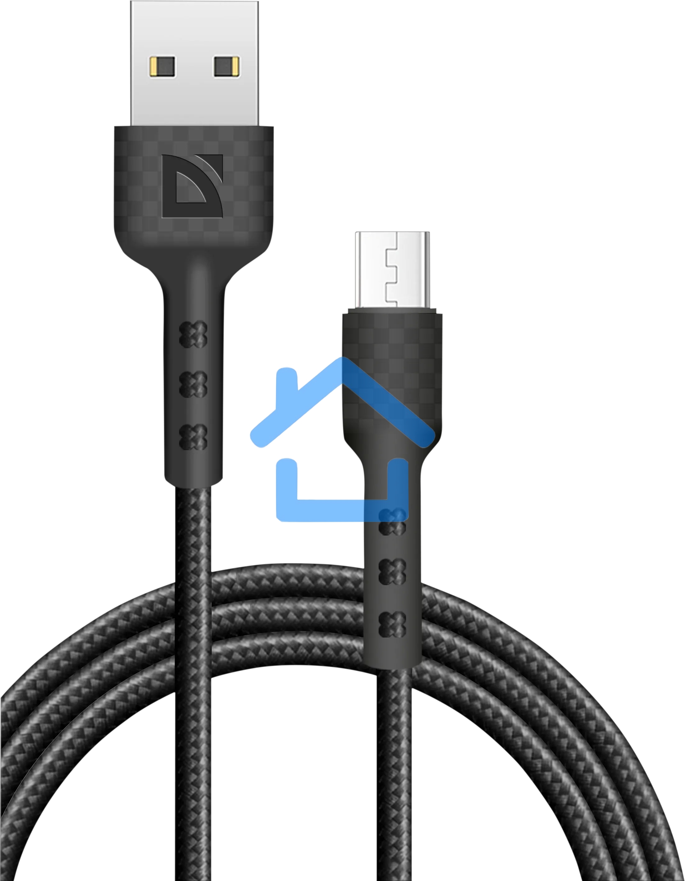 Кабель Defender F181, USB 2.0 (AM) - microUSB 2.0 (BM), 1метр, 2.4А, нейлоновая оплетка, черный