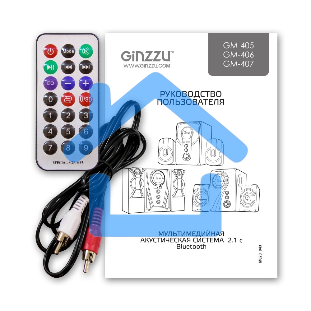Мультимедийная акустическая система GINZZU GM-407 2.1 с Bluetooth. Выходная мощность (RMS) 40 Вт. Диапазон воспроизводимых частот: 40Гц - 20КГц. Bluetooth: V2.1. Встроенный аудио-плеер: SD-card, USB-flash до 32 ГБ. FM радио: 87.5МГц - 108.0МГц. Вход AUX: 