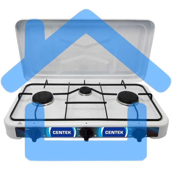 Газовая плитка Centek CT-1522 белый 3 конфорки, КРЫШКА, сменные форсунки баллон/магистраль