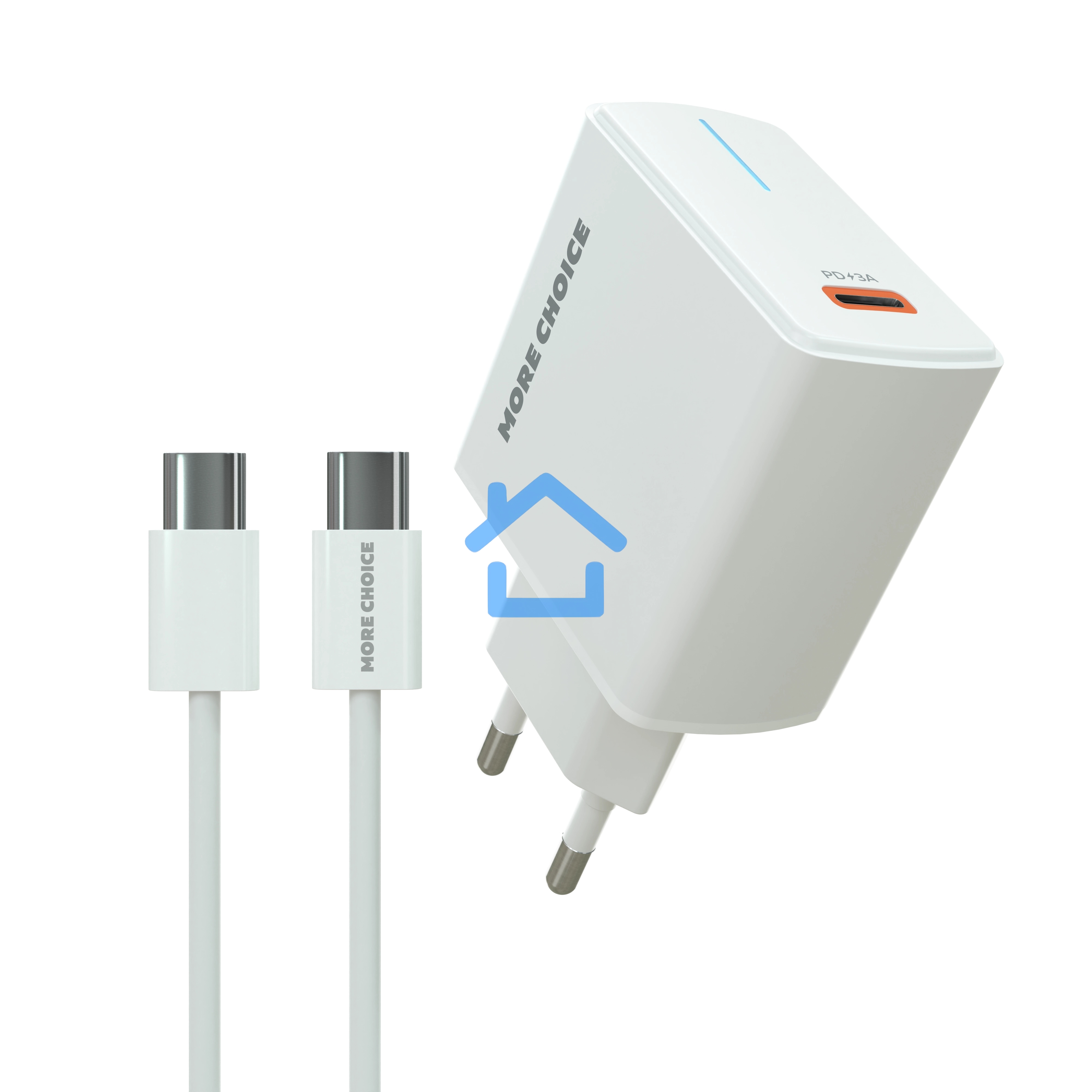 Зарядное устройство MORE CHOICE (4610196408915) NC60a 1USB-C 3.0A PD 20W быстрая зарядка для Type-C, белый