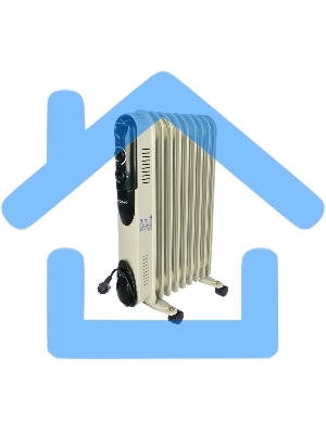 Обогреватель масляный Neoclima NC 9309, белый/черный, 2000 Вт, 25 м2, термостат