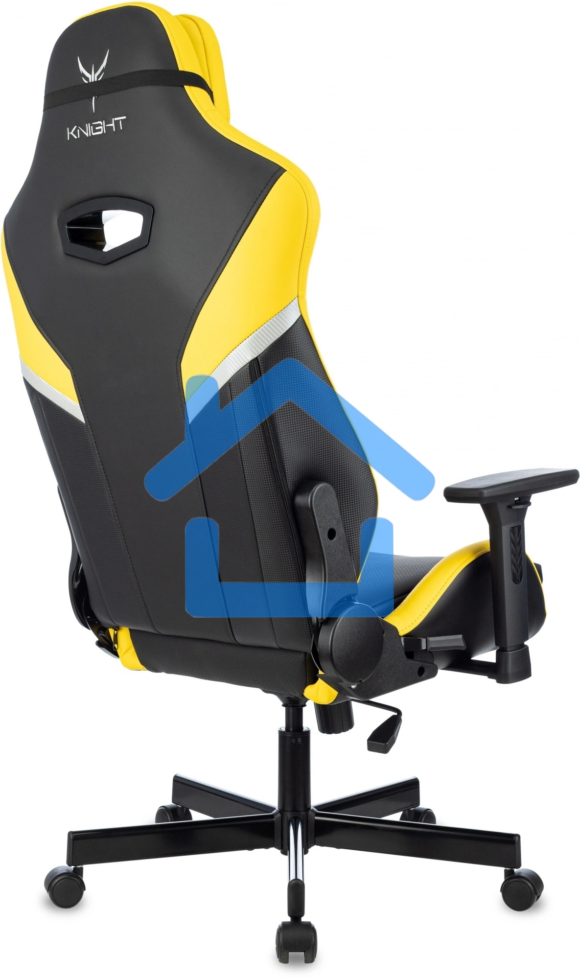Кресло игровое Knight Thunder 5X черный/желтый эко.кожа крестов. металл