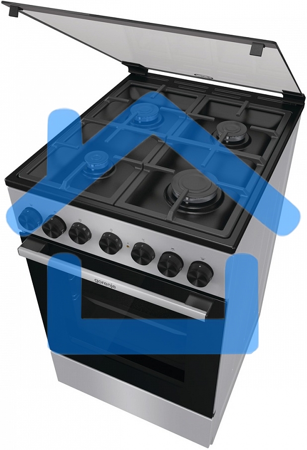 Плита комбинированная Gorenje GK5B44SF серебристый, конфорок 4 газовых, духовка 70 л, 50 см x 85 см x 59.4 см