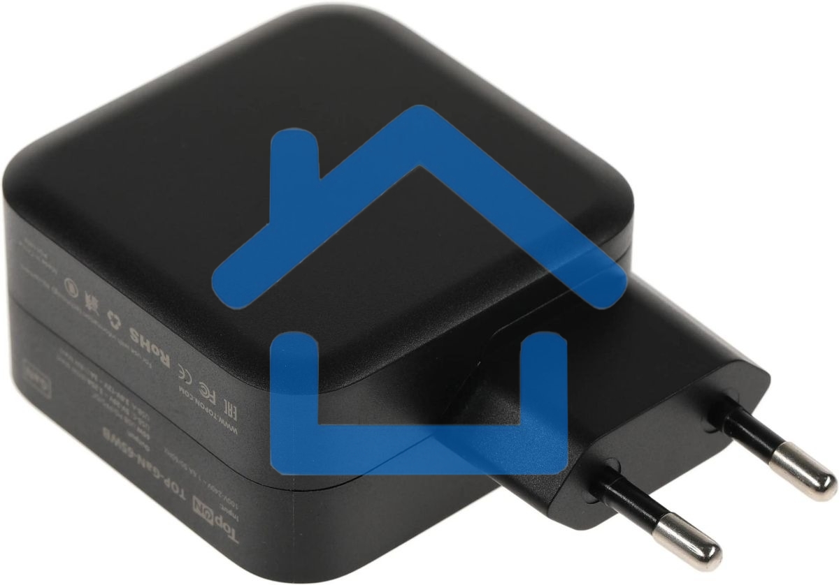 Блок питания TopON TOP-GaN-65WB автоматический 65W 5V-20V 3.25A 2xUSB от бытовой электросети LED индикатор