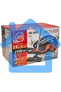Пылесос DELTA LUX DE-3501 СУПЕР-ЦИКЛОН, черный с терракот