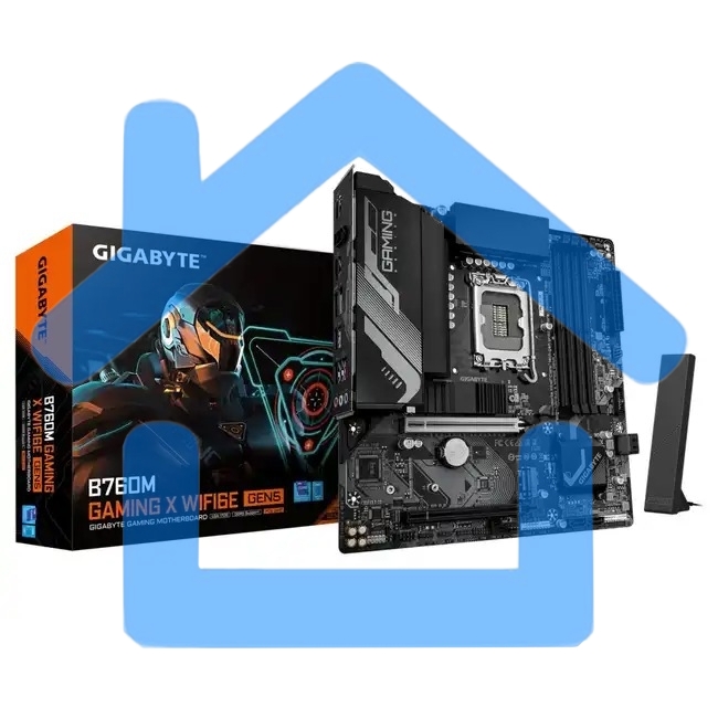 Материнская плата Gigabyte B760M GAMING X WIFI6E GEN5, LGA1700, Intel B760, 4xDDR5, 4xSATA, 2xM.2, 1xPCIe 5.0 x16, 1xPCIe 3.0 x4, 1xHDMI, 1xDP, 1x2.5Gb LAN, Wi-Fi 6E, Bluetooth 5.3, 3xUSB-A 5Gbps, 5xUSB-A 2.0, 3x3.5 мм, 7.1, mATX