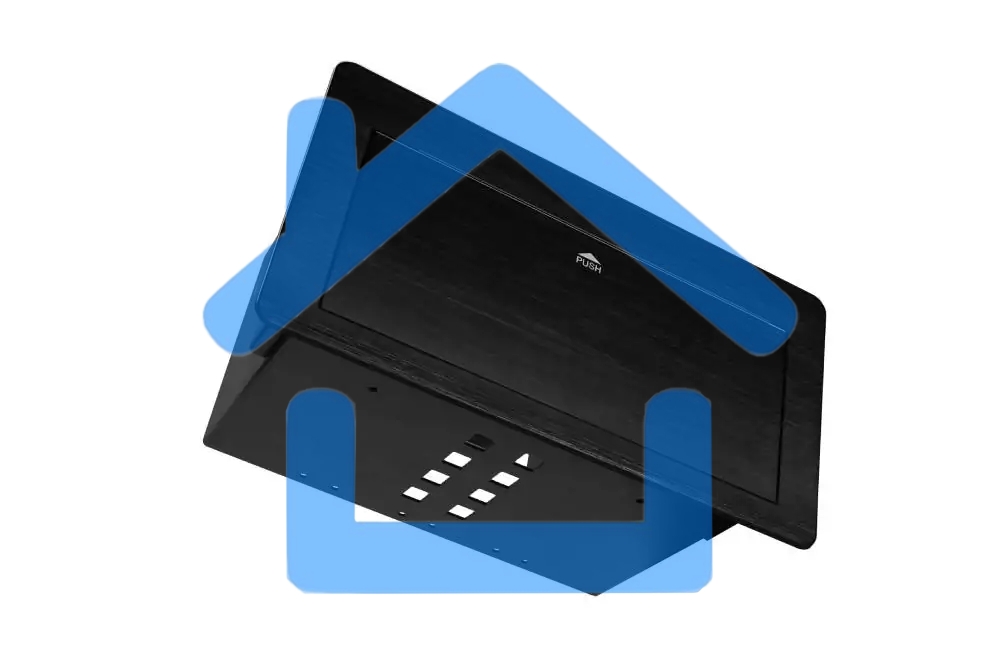 Металлический корпус WRTS-11BOX-B Wize для модульной системы врезного лючка в стол с убирающейся крышкой, черный;