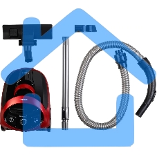 Пылесос Hyundai HYV-C1990 красный/черный, 250/1800 Вт, уборка сухая, пылесборник контейнер, 1.5 л