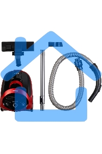 Пылесос Hyundai HYV-C1990 красный/черный, 250/1800 Вт, уборка сухая, пылесборник контейнер, 1.5 л