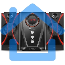 Мультимедийная акустическая система GINZZU GM-407 2.1 с Bluetooth. Выходная мощность (RMS) 40 Вт. Диапазон воспроизводимых частот: 40Гц - 20КГц. Bluetooth: V2.1. Встроенный аудио-плеер: SD-card, USB-flash до 32 Gb. FM радио: 87.5МГц - 108.0МГц. Вход AUX: 