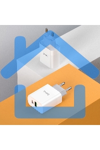 Сетевое зарядное устройство HOCO C80A Rapido 1xUSB + 1xUSB-C, 3.1A, 20W, белый