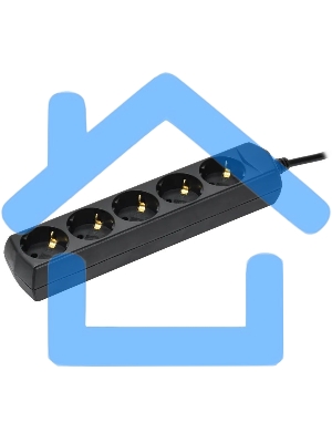 Сетевой удлинитель IEK У05 3м, 5 розеток, черный