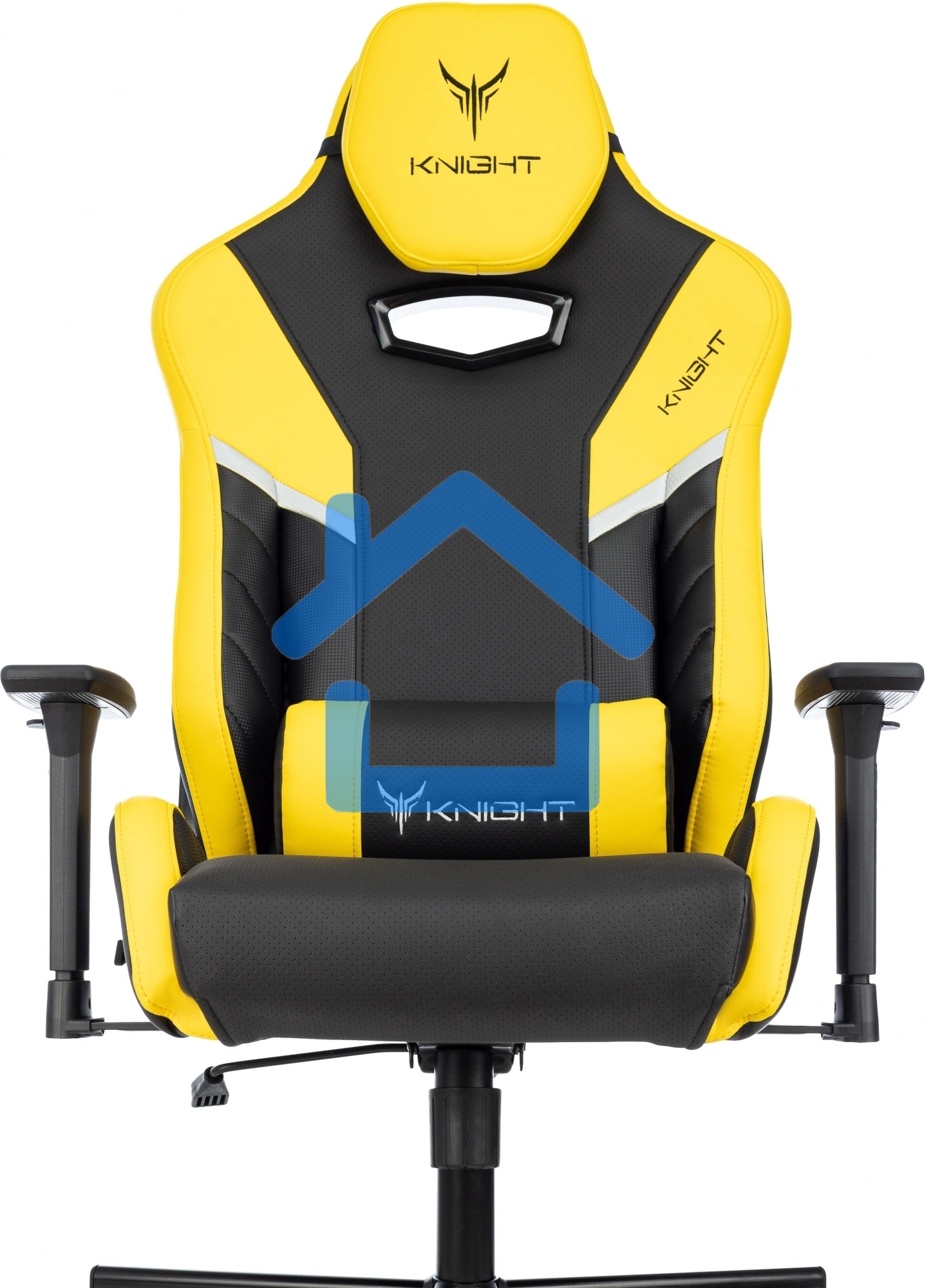 Кресло игровое Knight Thunder 5X черный/желтый эко.кожа крестов. металл