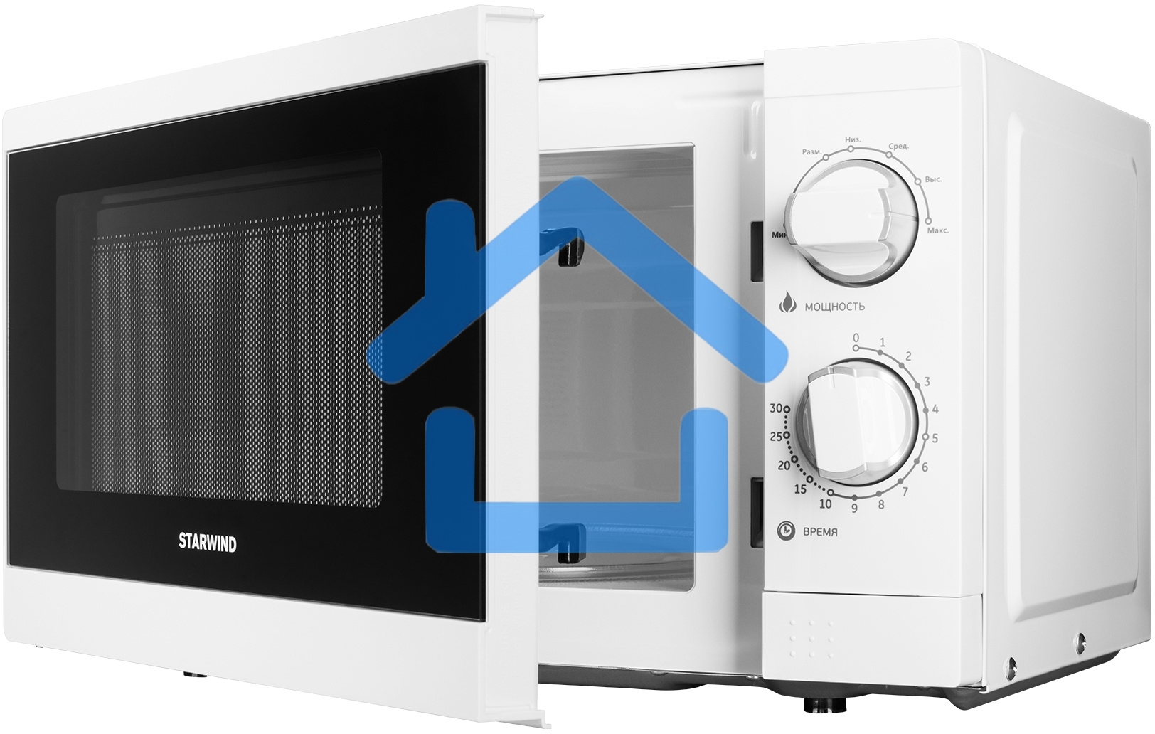 Микроволновая печь Starwind SMW4020 белый, 20 л, 700 Вт, переключатели - поворотный механизм