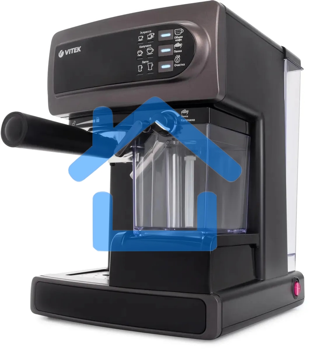 Кофеварка рожковая Vitek VT-1517 VT фиолетовый, исп. кофе - молотый, 1.65 л, 1238 Вт, 15 Бар
