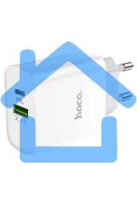 Сетевое зарядное устройство HOCO C80A Rapido 1xUSB + 1xUSB-C, 3.1A, 20W, белый
