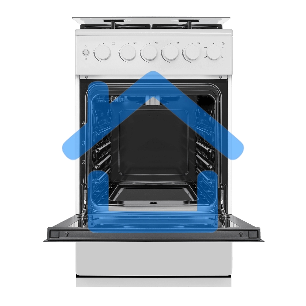 Плита газовая Maunfeld MGC50GCW08D белый, конфорок 4 шт, духовка 59 л, 50 см x 89 см x 65 см