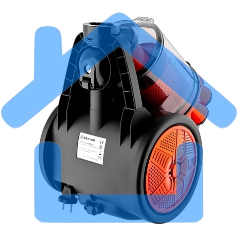 Пылесос BRAYER BR4201 черный/оранжевый, 400/2200 Вт, уборка сухая, пылесборник контейнер 3 л