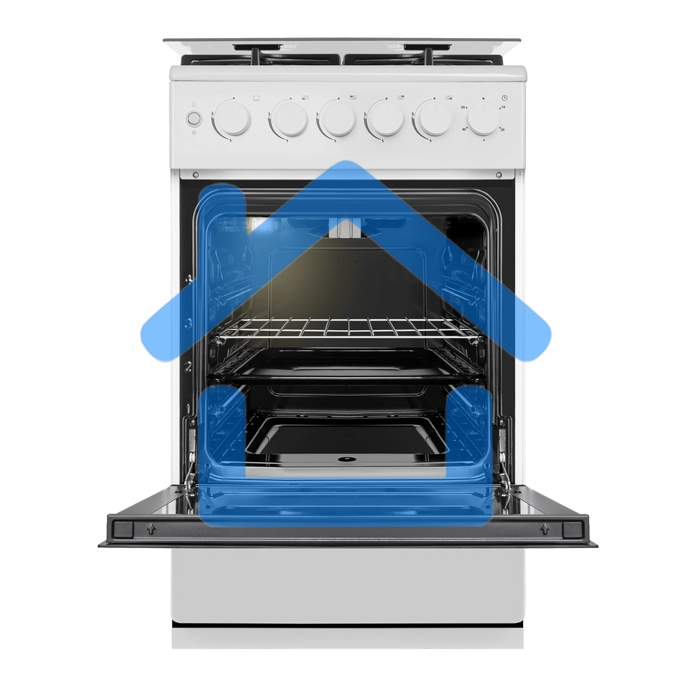 Плита газовая Maunfeld MGC50GCW08D белый, конфорок 4 шт, духовка 59 л, 50 см x 89 см x 65 см