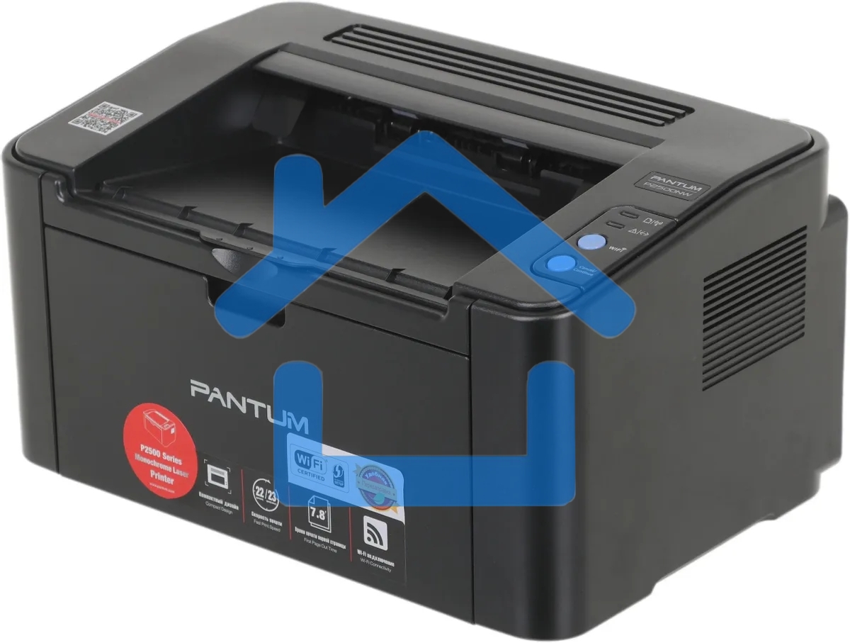Принтер лазерный Pantum P2500NW, A4, ч/б, печ. до 22 стр/мин., 1200 x 1200 dpi, USB, RJ-45, Wi-Fi, Air Print