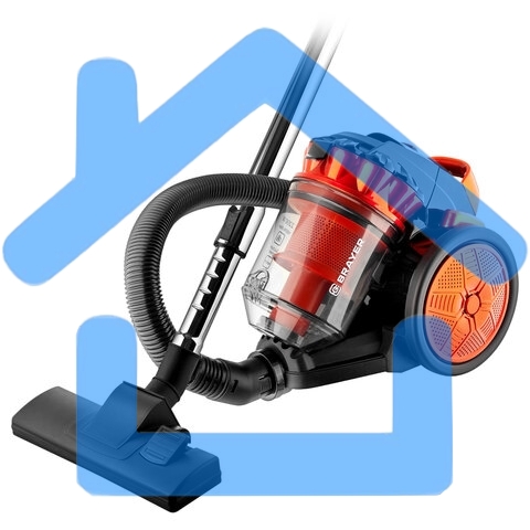 Пылесос BRAYER BR4201 черный/оранжевый, 400/2200 Вт, уборка сухая, пылесборник контейнер 3 л