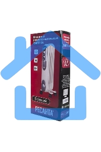 Обогреватель масляный Ресанта ОМПТ- 5Н (5 секций), белый, 1000 Вт, 10 м2, термостат 67/3/2