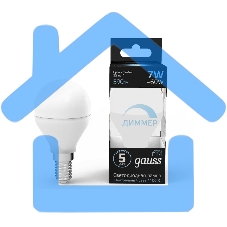 Лампа светодиодная Gauss Led Globe-dim E14 7Вт 4100К диммируемая