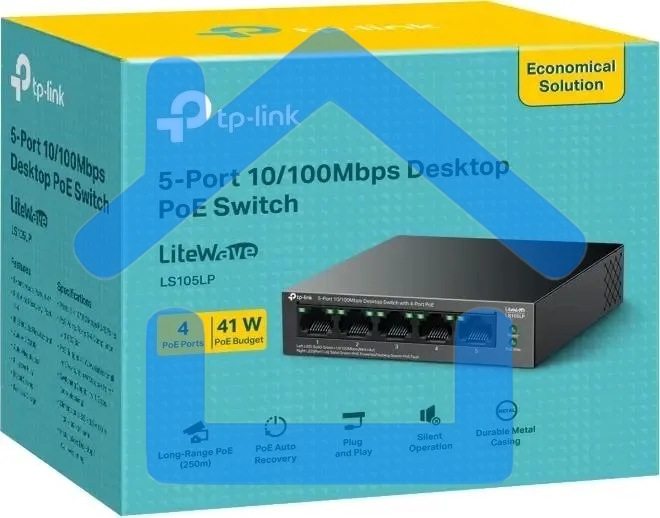 Настольный коммутатор TP-Link LS105LP с 5 портами 10/100 Мбит/с (4 порта PoE)