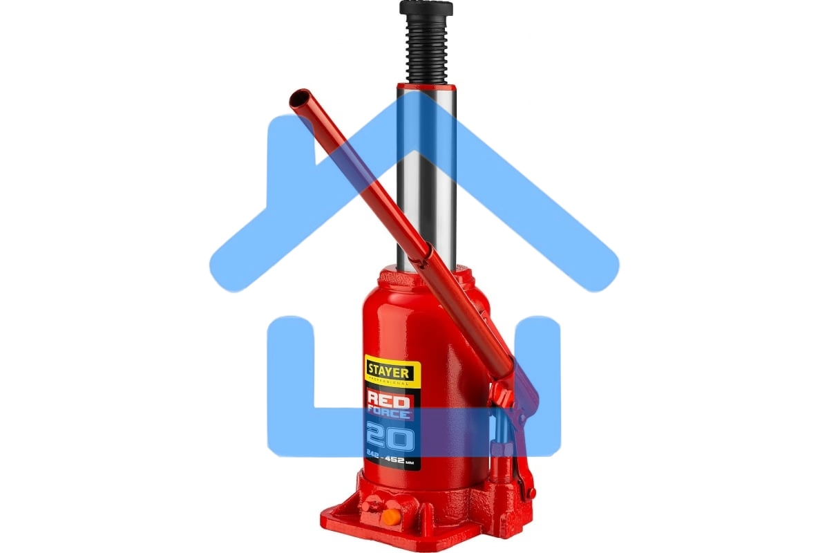 Домкрат STAYER 43160-20_z01 гидравлический бутылочный red force 20т 242-452мм