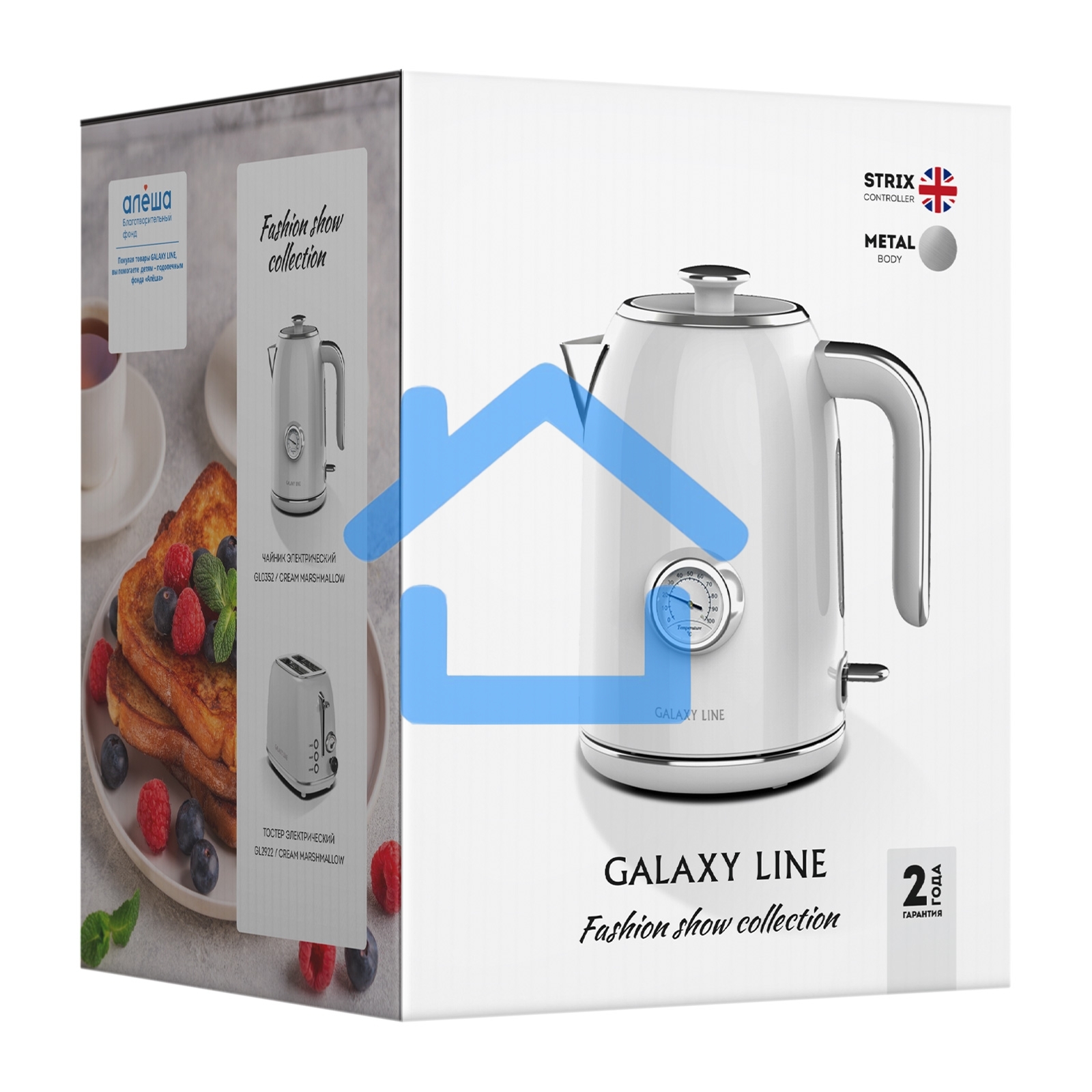 Чайник электрический Galaxy Line GL 0352, сливочный зефир, металл, 2200 Вт, 1,7 л