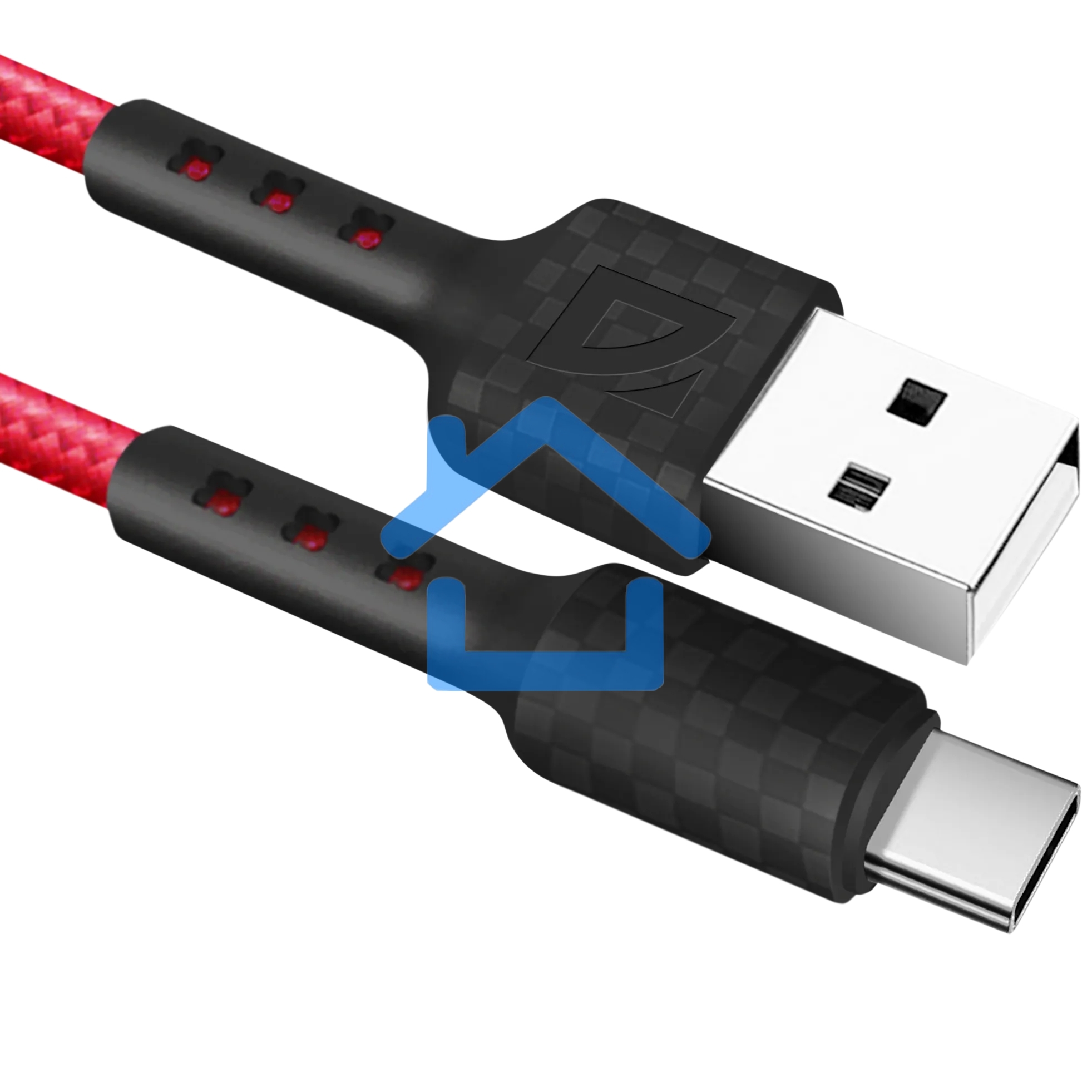 Кабель Defender F181, USB 2.0 (AM) - Type C, 1метр, 2.4А, нейлоновая оплетка, красный.