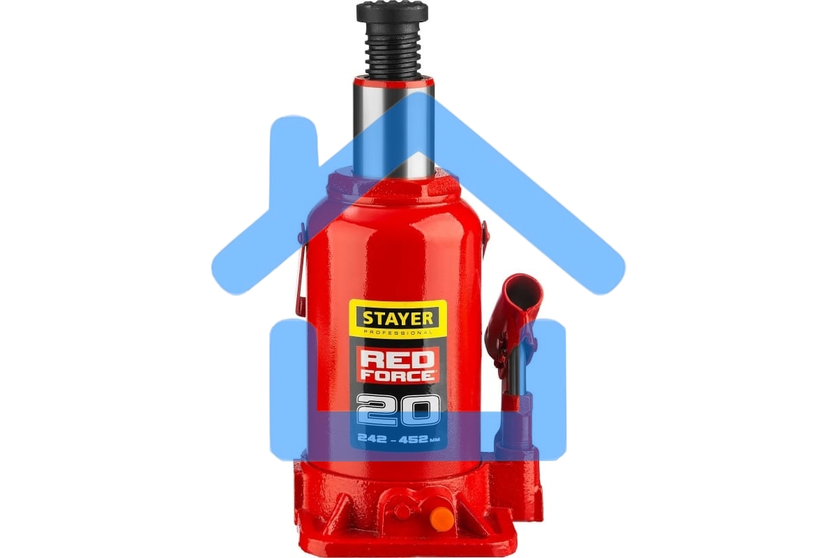 Домкрат STAYER 43160-20_z01 гидравлический бутылочный red force 20т 242-452мм