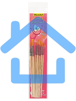 Набор кистей Silwerhof Монстрики (набор 7шт) синтетика круглая №1-5 / плоская № 4,6 деревянная, лакированная ручка