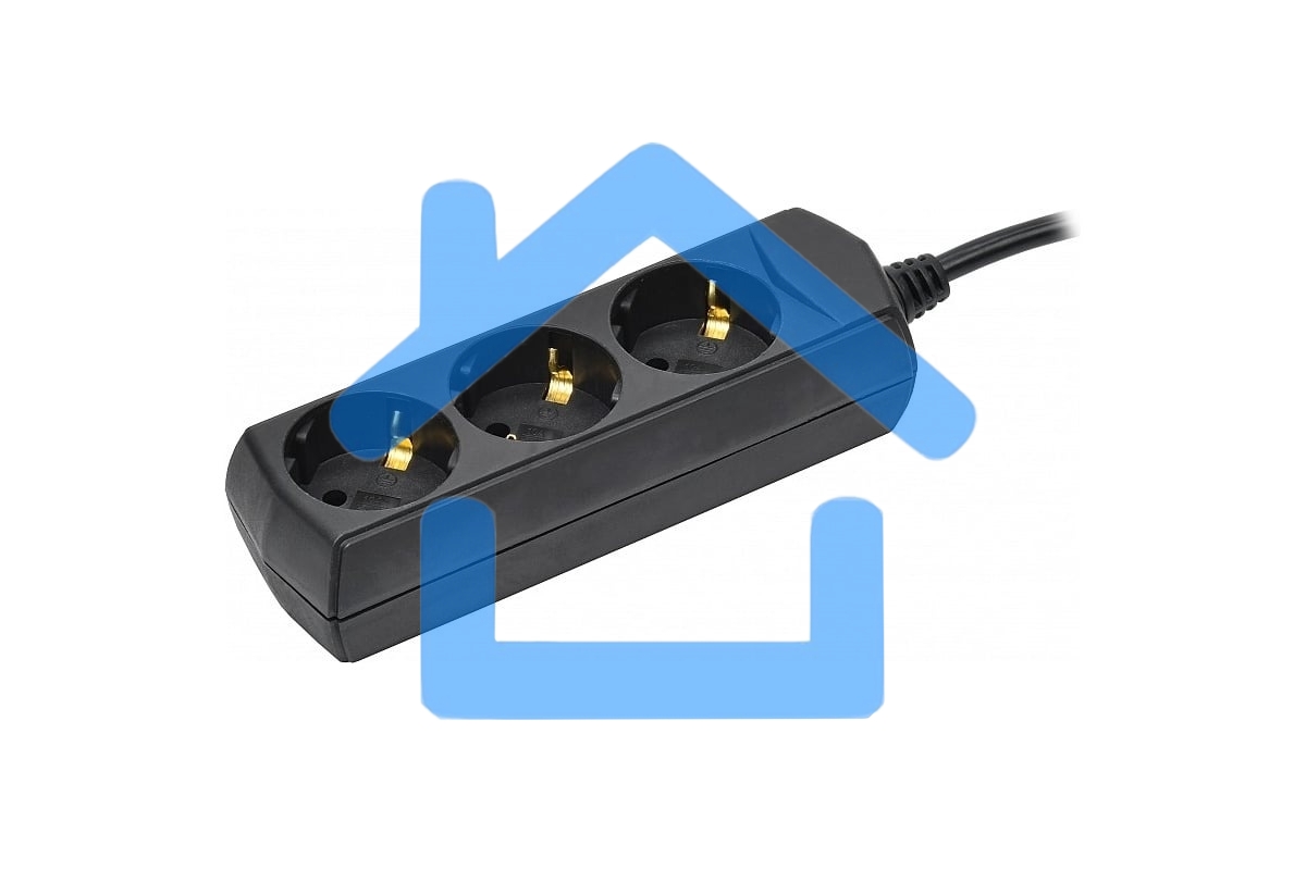 Сетевой удлинитель IEK У03 5м, 3 розетки, черный