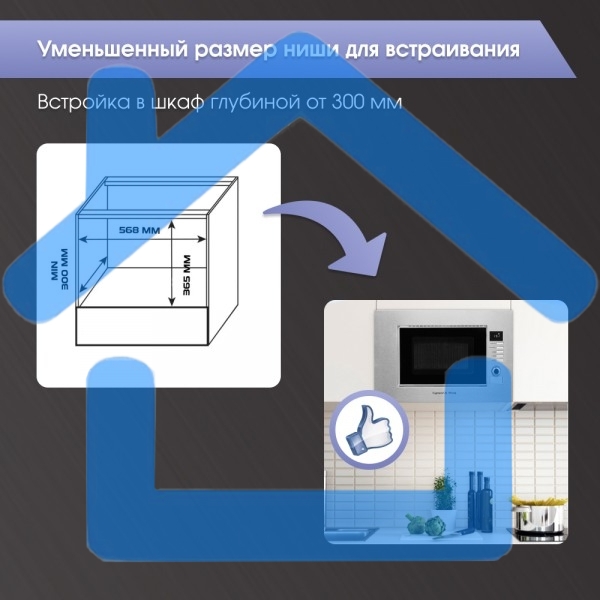 Микроволновая печь встраиваемая Zigmund & Shtain BMO 21 S нержавеющая сталь, 20 л, 1200 Вт, переключатели - поворотный механизм/кнопки