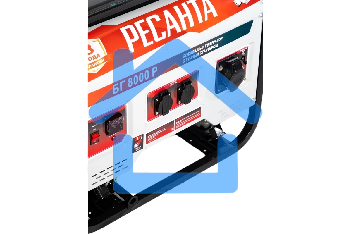 Электрогенератор бензиновый Ресанта БГ 8000 Р, 7 кВт, 66 дБ, 70.9 кг