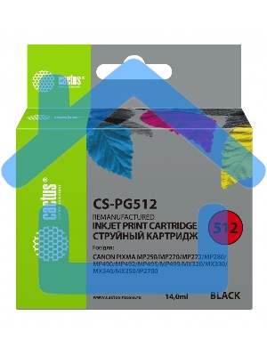 Картридж струйный Cactus CS-PG512 черный (14 мл) для Canon Pixma iP2700/MP240/MP250/MP260/MP270/MP272/MP280/MP480/MP490/MP492/MP495/MX320/MX330/MX340/MX350