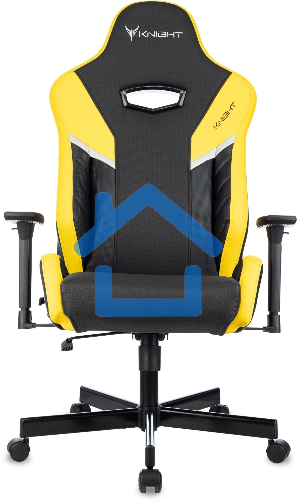 Кресло игровое Knight Thunder 5X черный/желтый эко.кожа крестов. металл