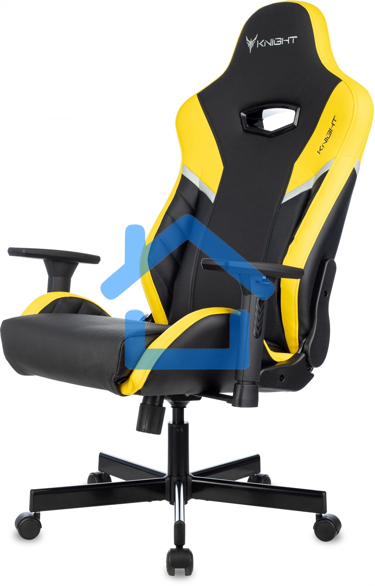 Кресло игровое Knight Thunder 5X черный/желтый эко.кожа крестов. металл